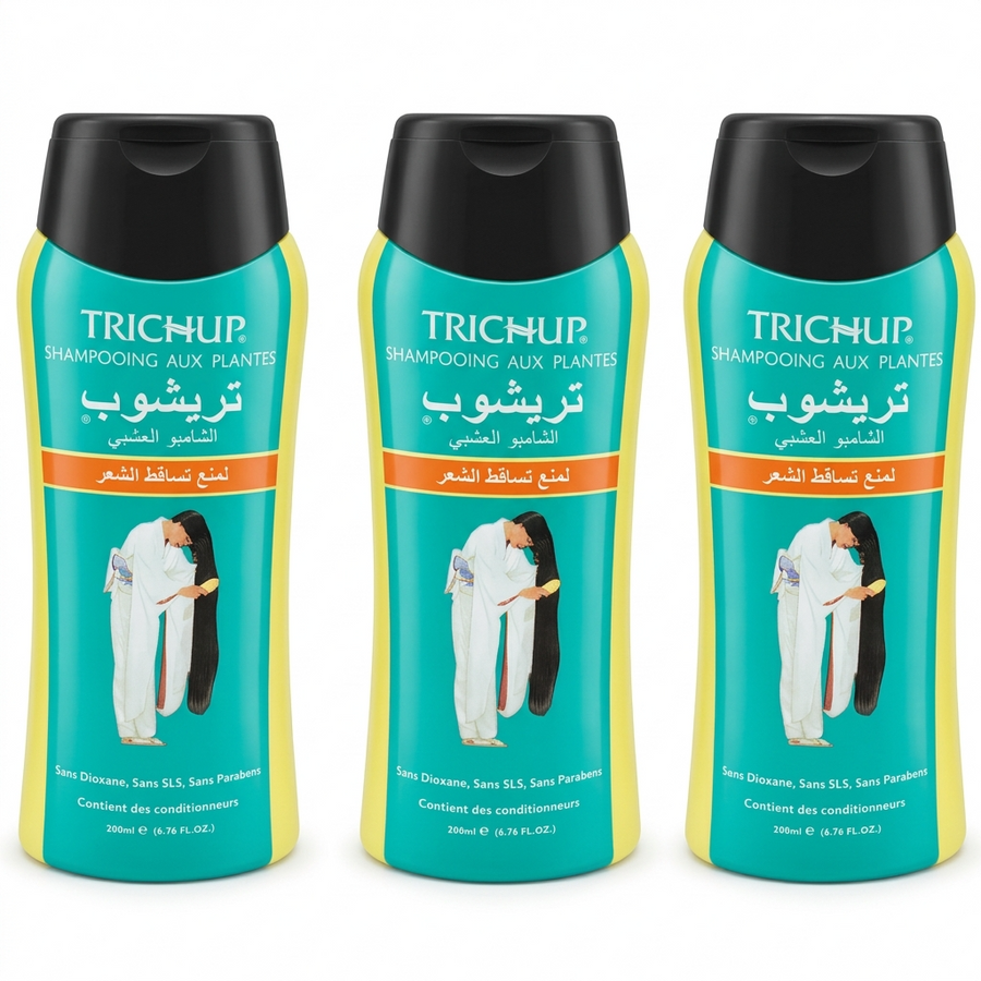 Lot de 3 Shampoings Trichup Anti-Chute Sans Sulfate Soin Indien 200 mL
