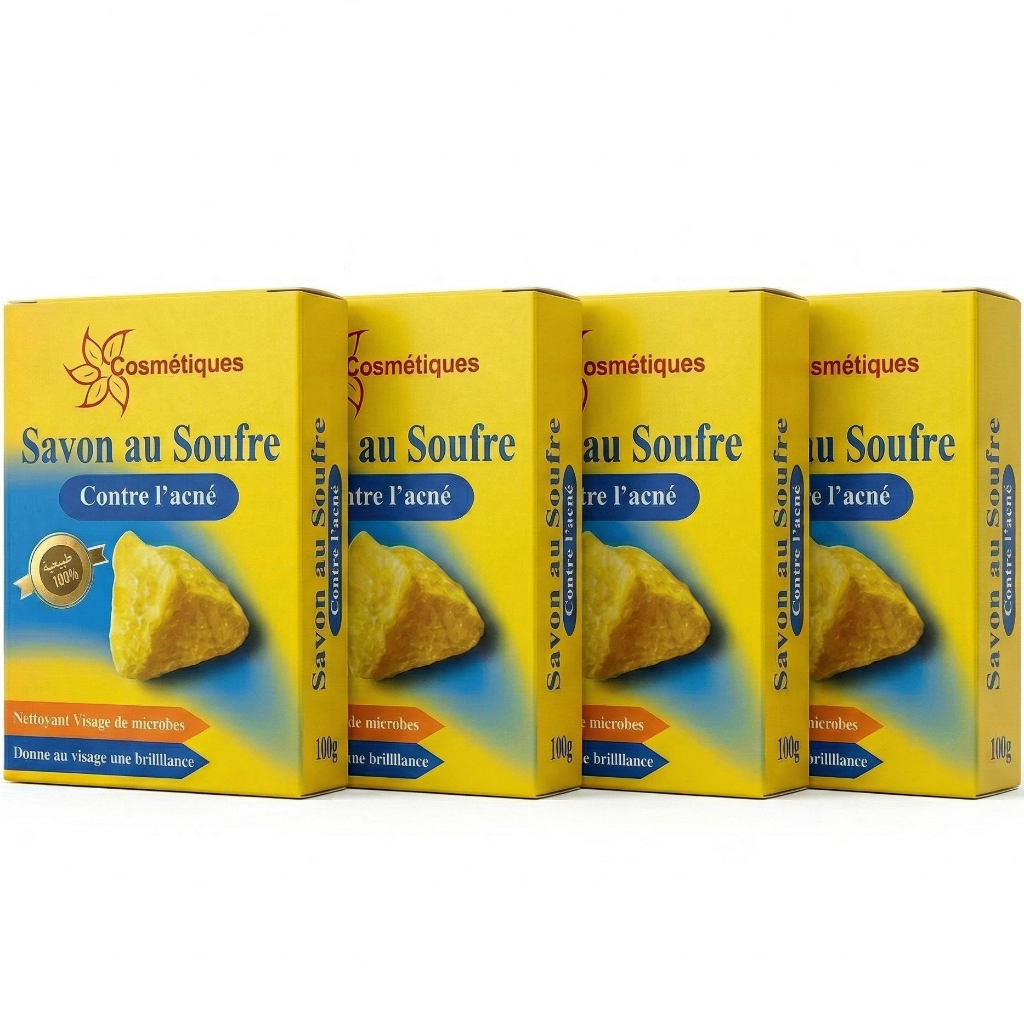 Lot de 4 Savons au Soufre Fabio 80 g | Peaux grasses à imperfections