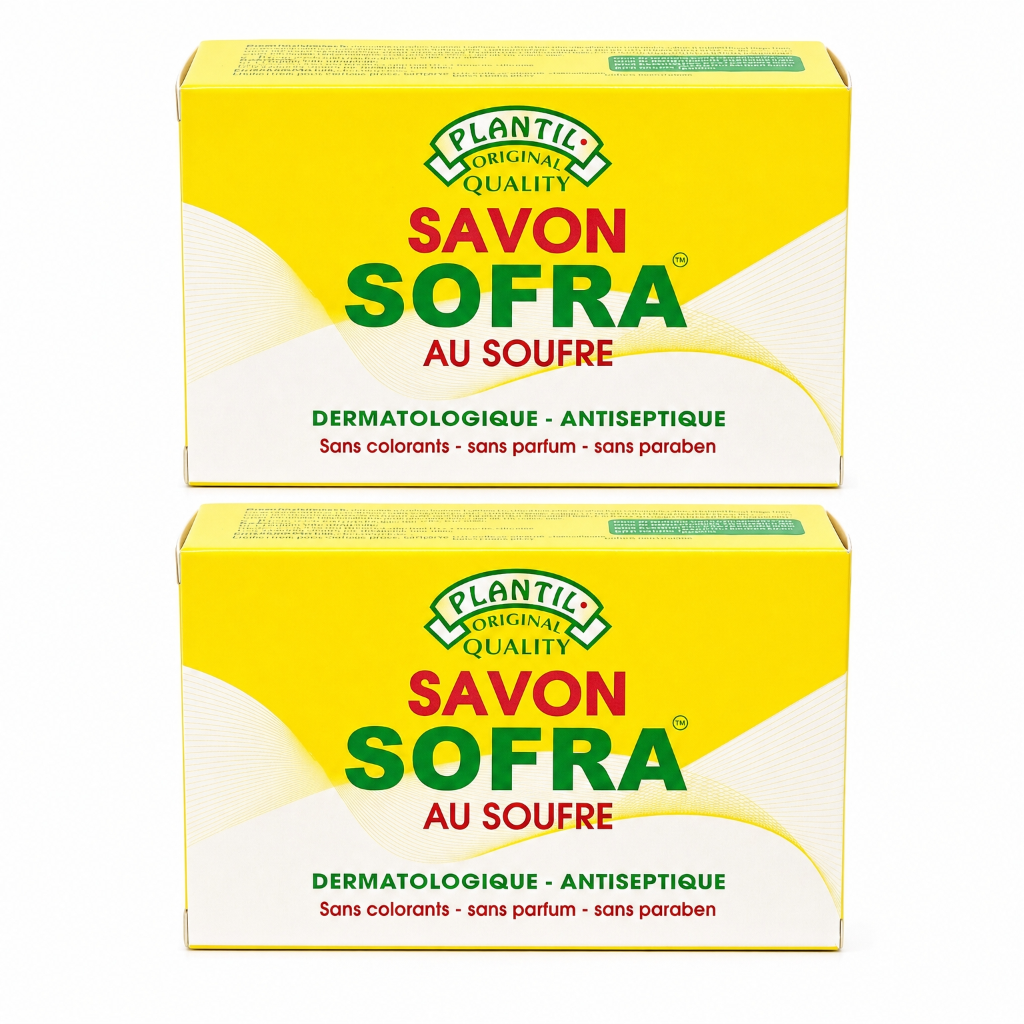 Lot de 2 – Savon Sofra au Soufre Anti-Acné (Peaux Grasses & Sensibles) | Sans Parfum, Sans Paraben, Sans Colorant