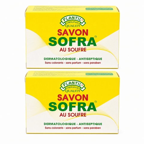 Lot de 2 – Savon Sofra au Soufre Anti-Acné (Peaux Grasses & Sensibles) | Sans Parfum, Sans Paraben, Sans Colorant