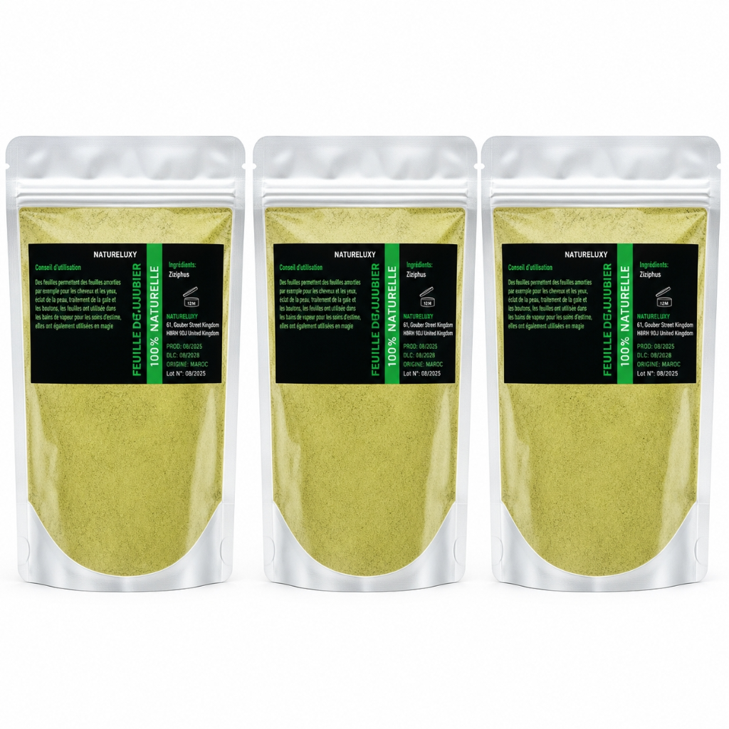 Poudre de Sidr Naturelle 3 x 80 g - Feuilles de Jujubier pour cheveux