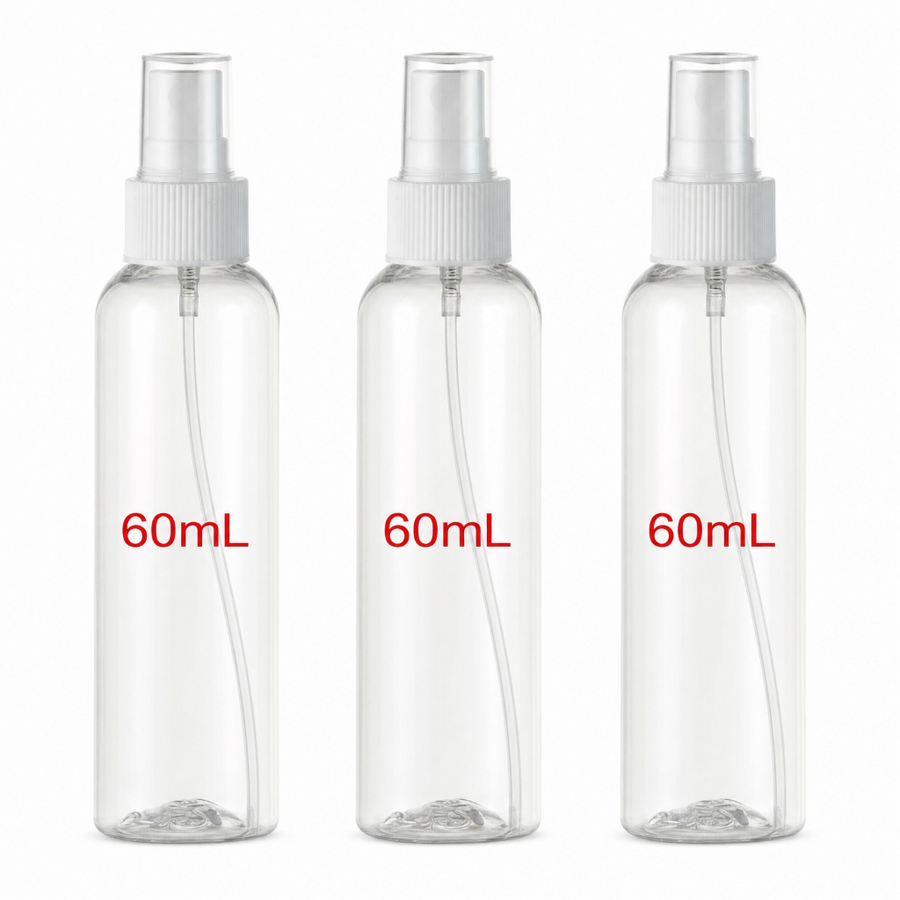 3 Flacons Vaporisateur 60ml Vide Sac Atomiseur de Poche Spray Plastique