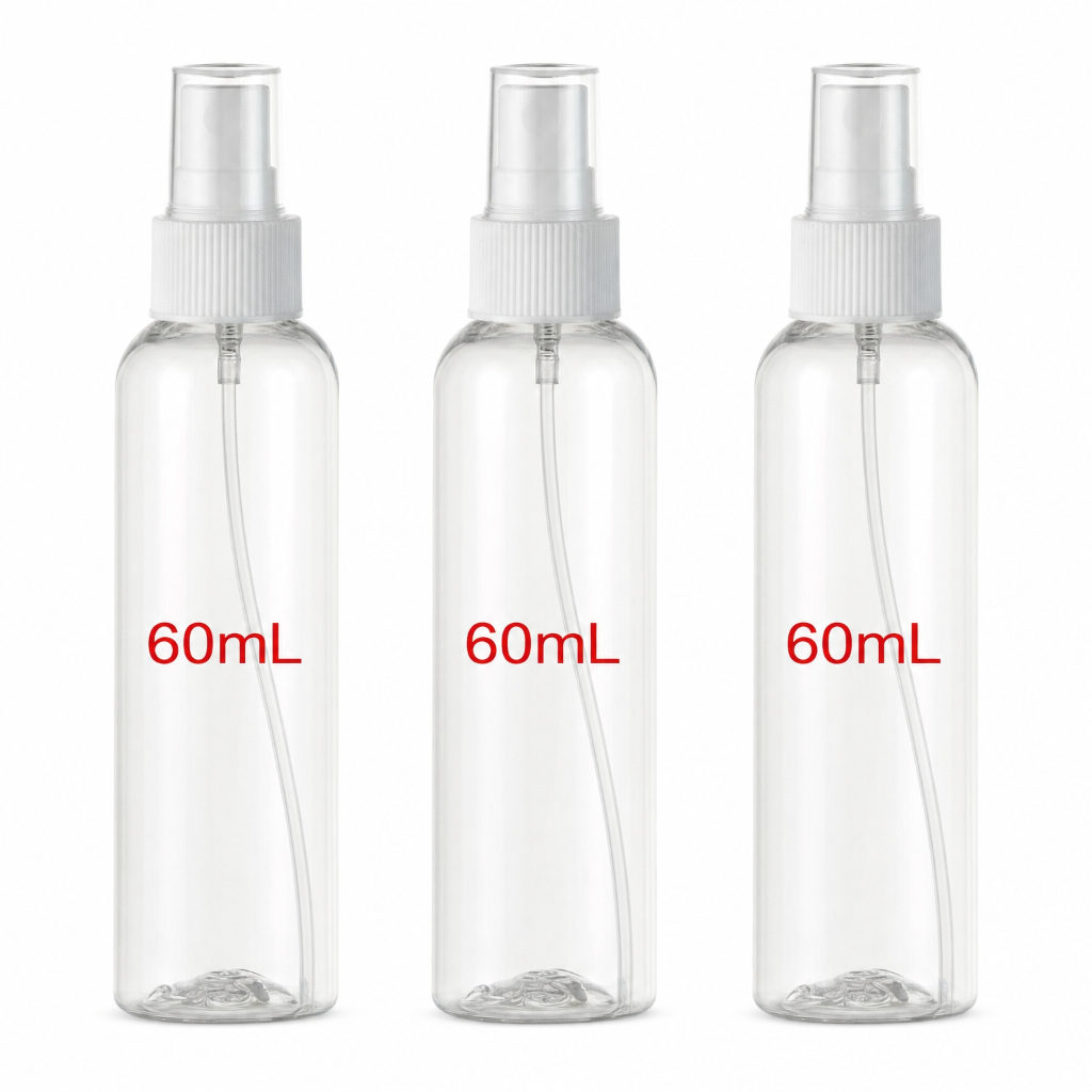 3 Flacons Vaporisateur 60ml Vide Sac Atomiseur de Poche Spray Plastique