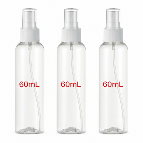 3 Flacons Vaporisateur 60ml Vide Sac Atomiseur de Poche Spray Plastique