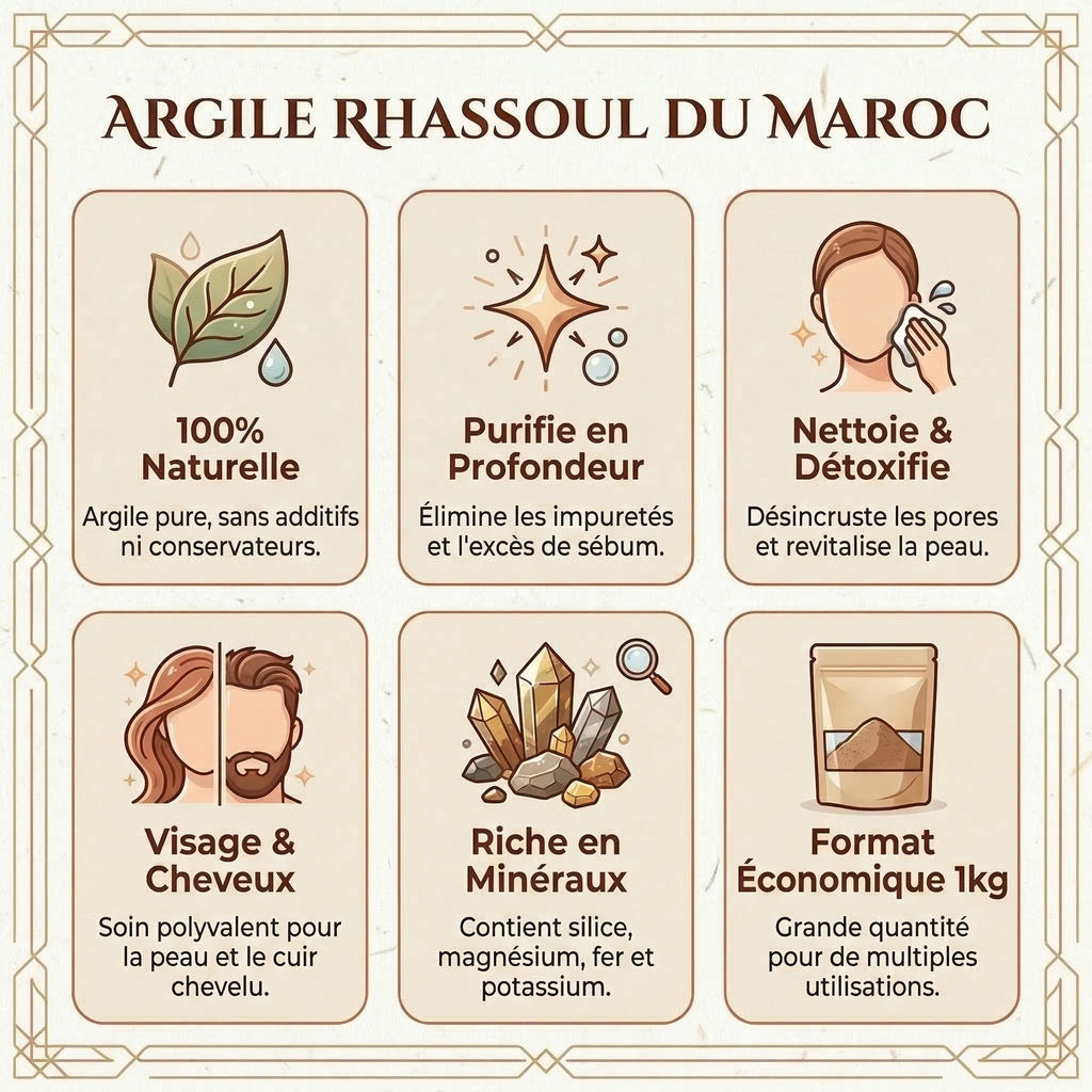 1kg Ghassoul du Maroc en vrac