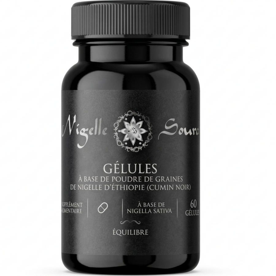 60 Gélules Nigelle d’Éthiopie – Poudre 99,7% Pure – Gélules Végétales