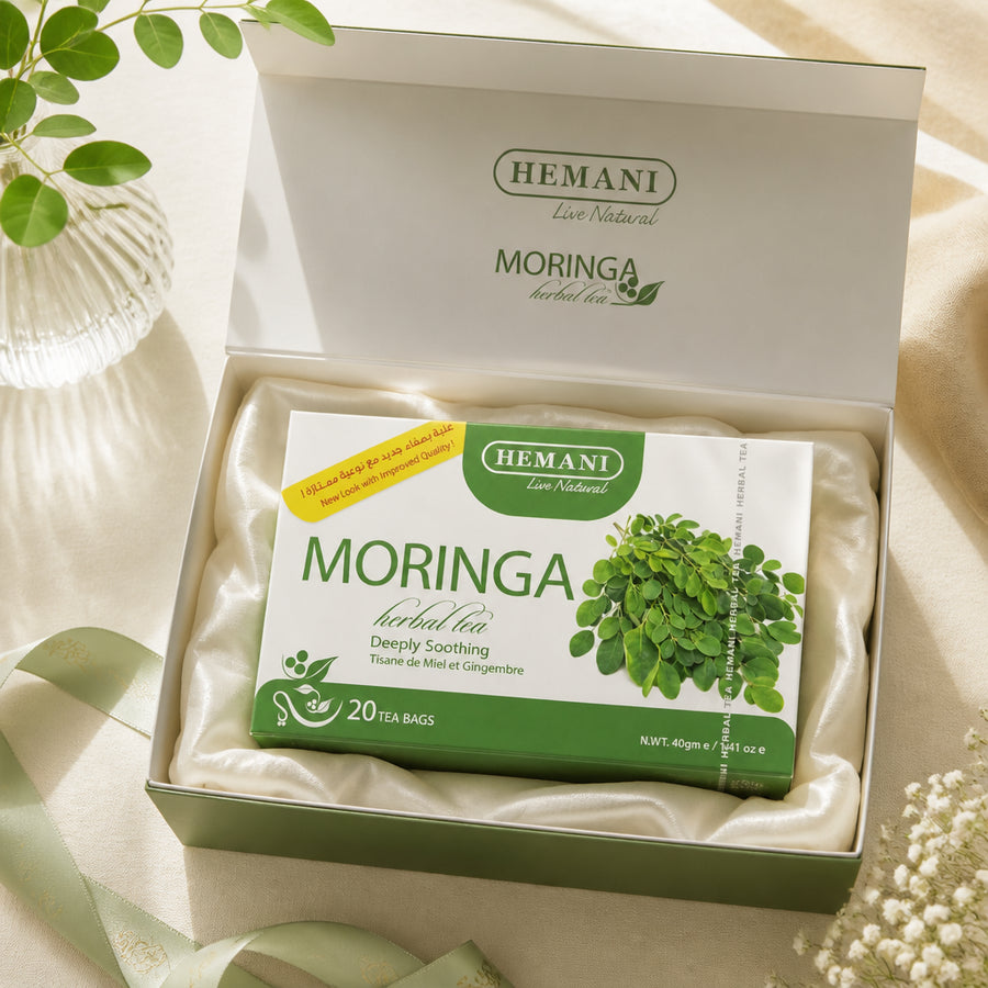 Tisane de Moringa 20 sachets Hemani — coffret packaging premium