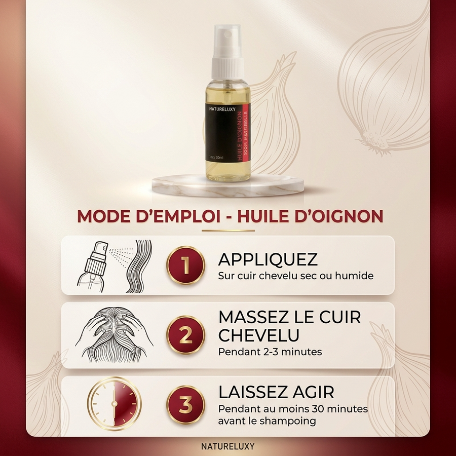 Huile d’Oignon 100% Naturelle – Macérat – Spray 100 ml – Soin Cheveux & Cuir Chevelu