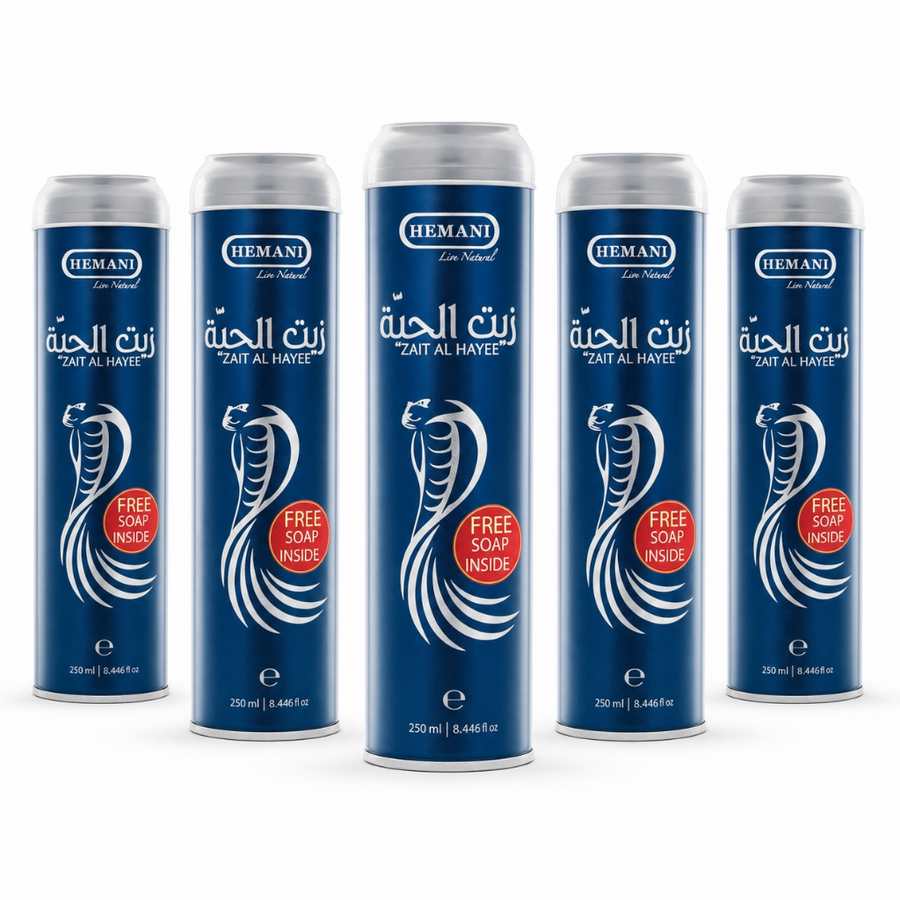 Lot x5 Huile capillaire Zait Al Hayee (Huile de Serpent) Hemani 250 mL – Soin cheveux & barbe