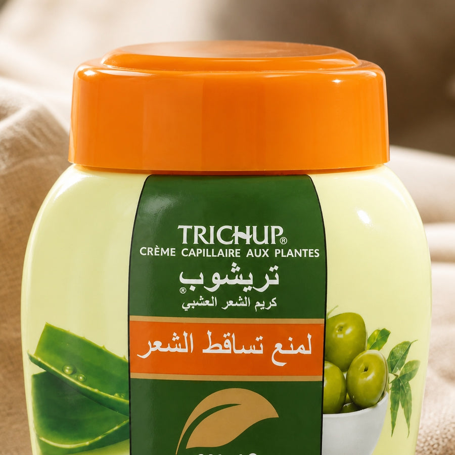 Crème Capillaire Anti-chute Trichup 200 ml — gros plan texture capuchon et étiquette