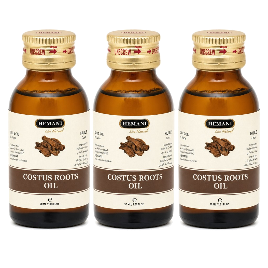 3 Huile de Costus Indien 30mL Hemani 100% naturelle – produit naturel présenté par Natureluxy