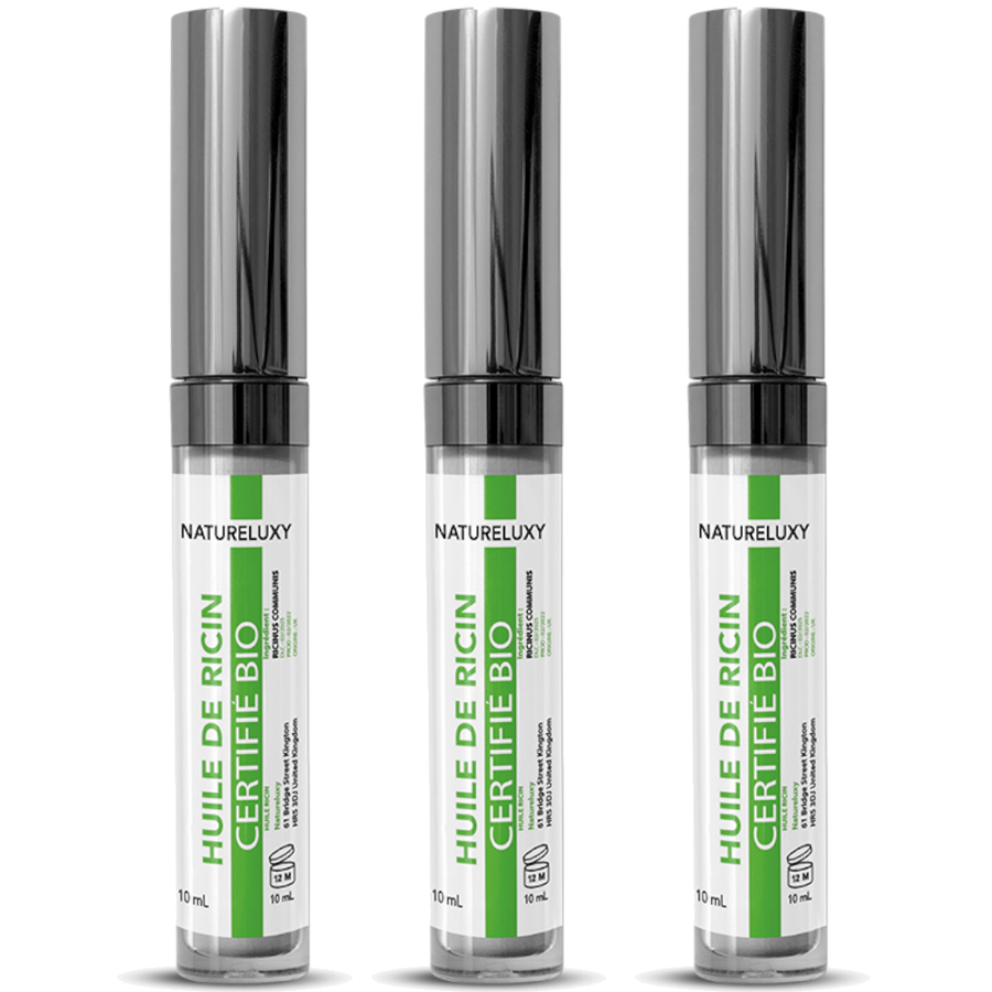3 Huile de ricin en mascara pour faire pousser les cils 10ml – produit naturel présenté par Natureluxy