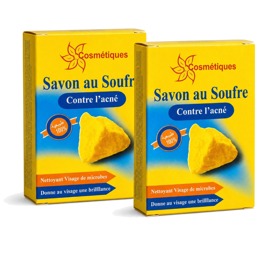 Lot de 2 Savon au Soufre Contre L' Acné dermatologique Fabio 80g – produit naturel présenté par Natureluxy