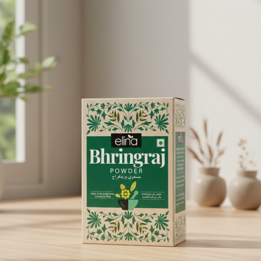 Poudre de Bhringraj Elina 100% pure et naturelle – soin capillaire 100g
