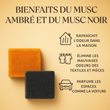 Lot 1 Carré de Musc Ambré + 1 Carré de Musc noir - Parfum Solide