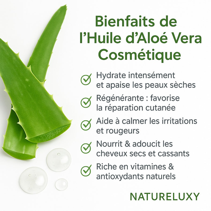 Huile d'Aloé Vera 30mL pipette + Huile d'Aloé Vera 30mL 100% Naturelle Spray