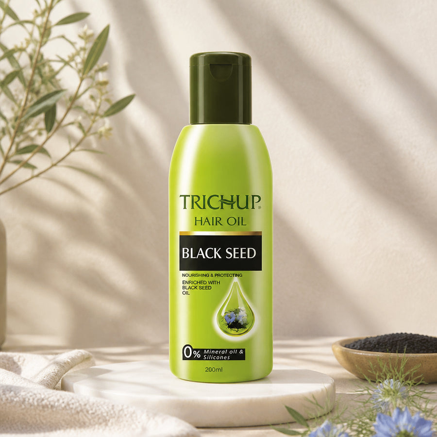 Huile capillaire à la Graine de Nigelle Trichup 200 mL — vue principale hero, flacon Trichup authentique conservé