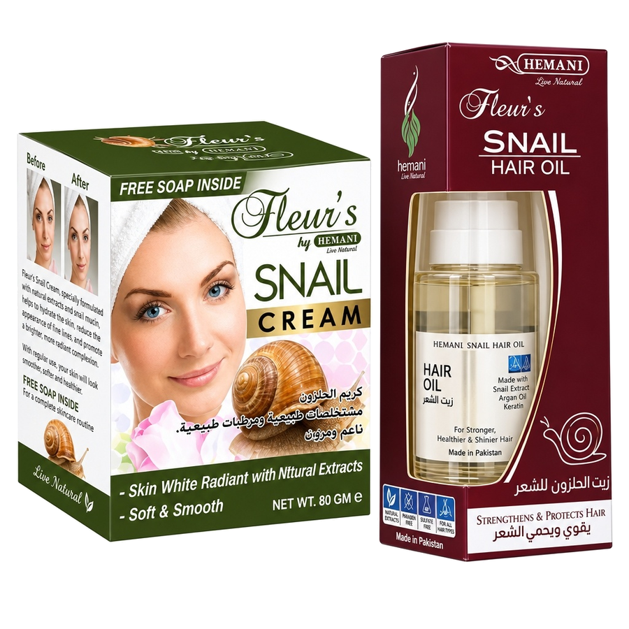 Pack 1 Crème à la bave d'escargot + 1 Huile d'escargot HEMANI 60ml
