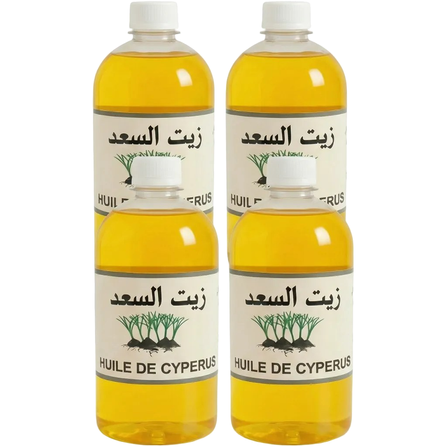Pack 4×1L Huile de Souchet 100% Naturelle – Macérat – Soin peau & cheveux – Format économique 4 L – produit naturel présenté par Natureluxy
