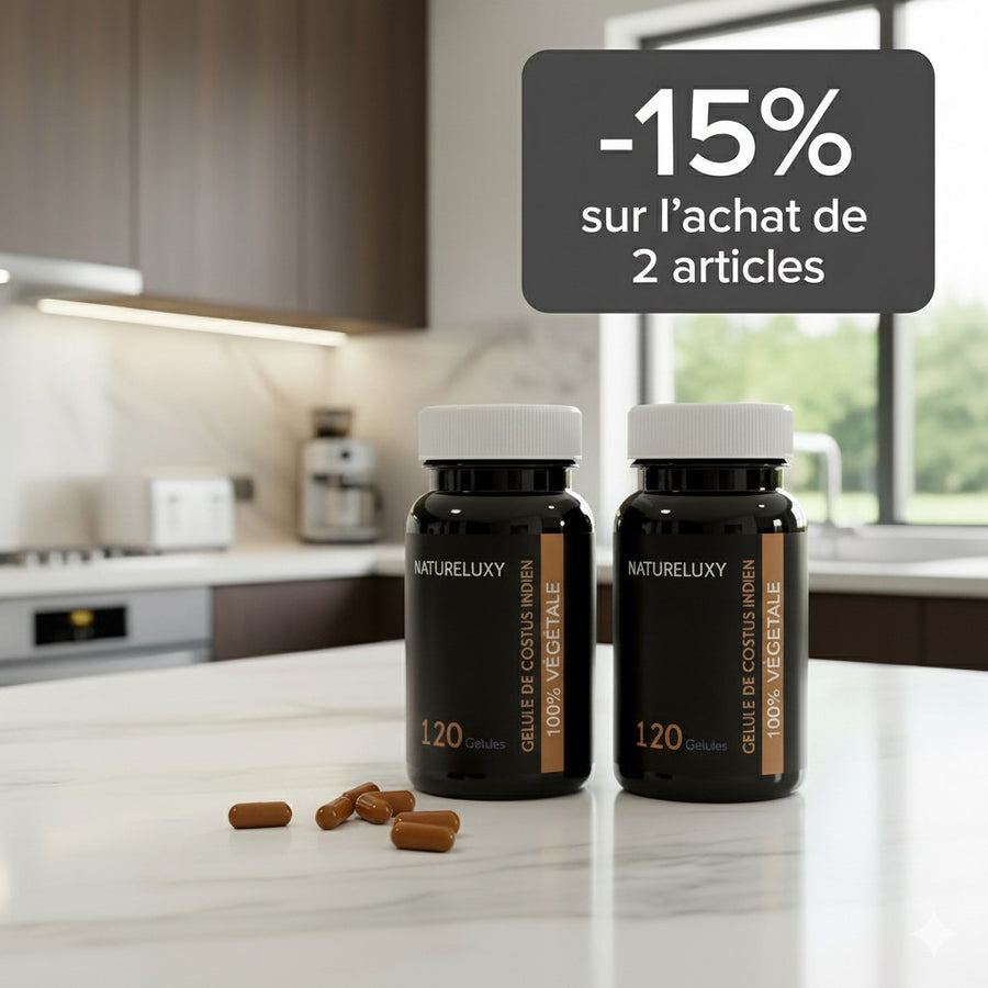 120 gélules Costus Indien – env. 300 mg par gélule – complément alimentaire – produit naturel présenté par Natureluxy