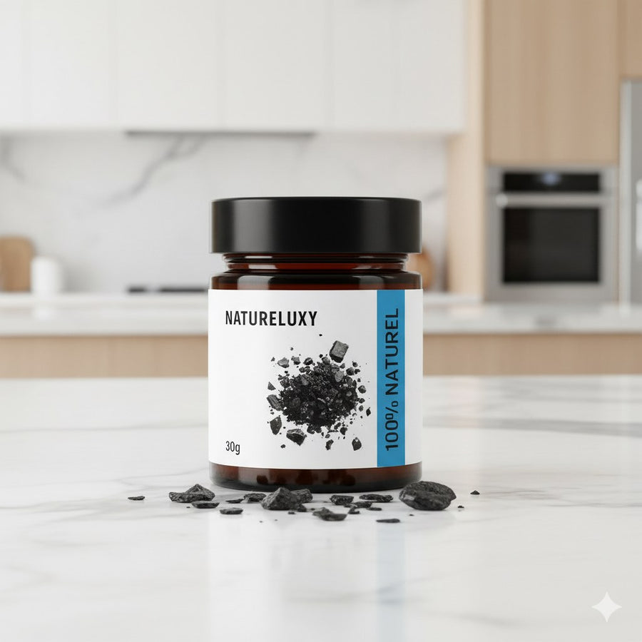 Shilajit pur naturel 30 g – résine de l’Himalaya – produit naturel présenté par Natureluxy