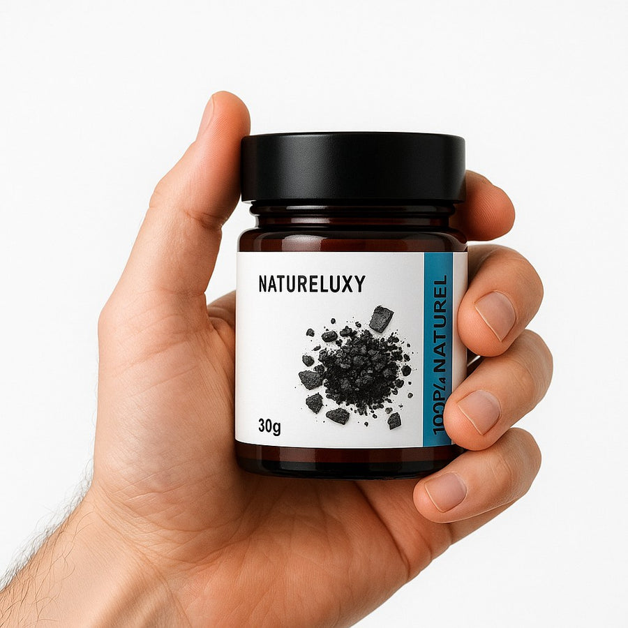 Shilajit pur naturel 30 g – résine de l’Himalaya – produit naturel présenté par Natureluxy
