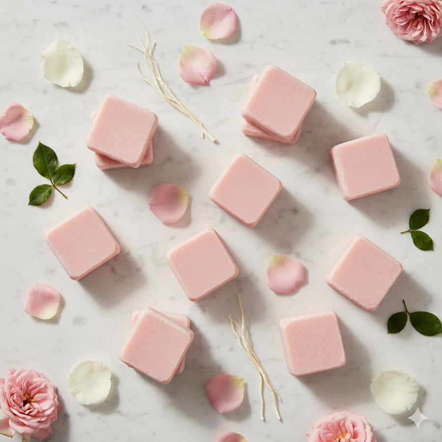 Lot de 3 carrés de musc rose – parfum solide - détail produit