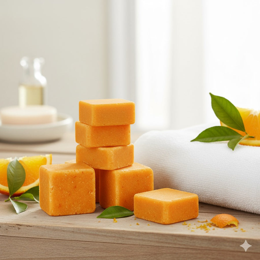 Lot de 5 carrés de musc orange – parfum solide - détail produit