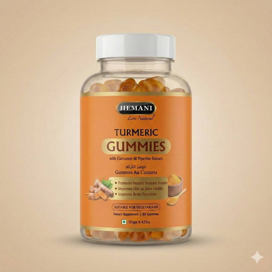 Gummies Curcuma & Pipérine - Hemani - 30 Gommes – produit naturel présenté par Natureluxy
