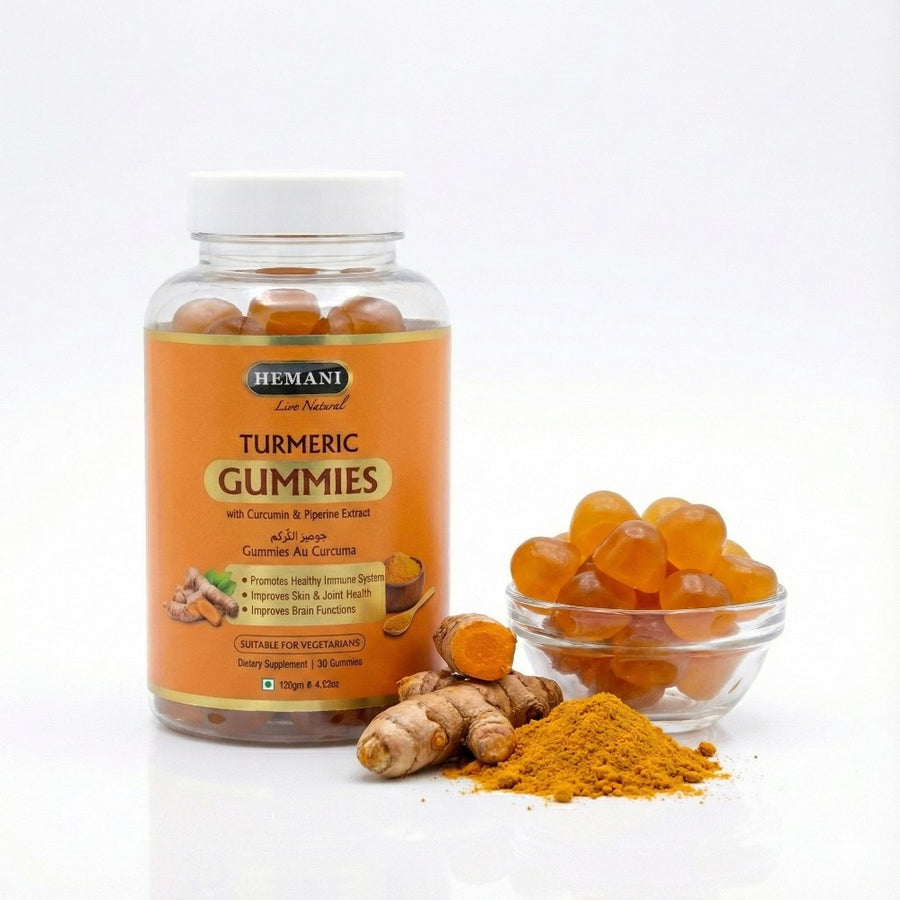Gummies Curcuma & Pipérine - Hemani - 30 Gommes – produit naturel présenté par Natureluxy