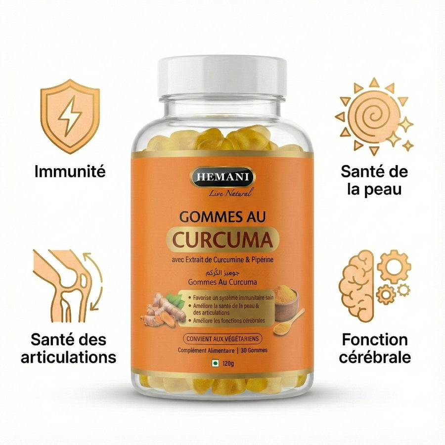 Gummies Curcuma & Pipérine - Hemani - 30 Gommes – produit naturel présenté par Natureluxy