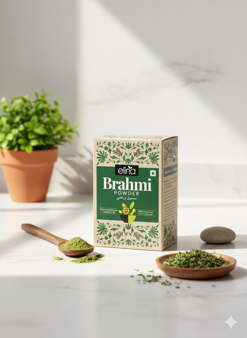 Poudre de Brahmi 100 g – soin capillaire en poudre – produit naturel présenté par Natureluxy