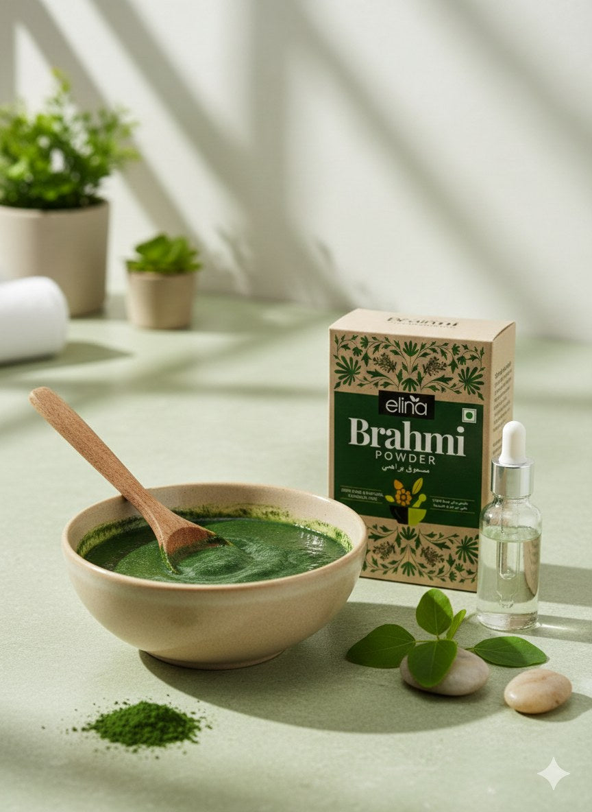 Poudre de Brahmi 100 g – soin capillaire en poudre – produit naturel présenté par Natureluxy