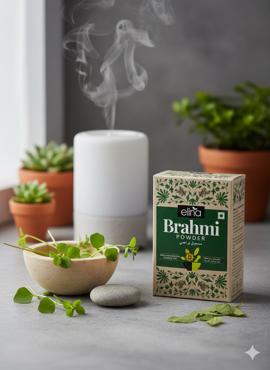 Poudre de Brahmi 100 g – soin capillaire en poudre – produit naturel présenté par Natureluxy