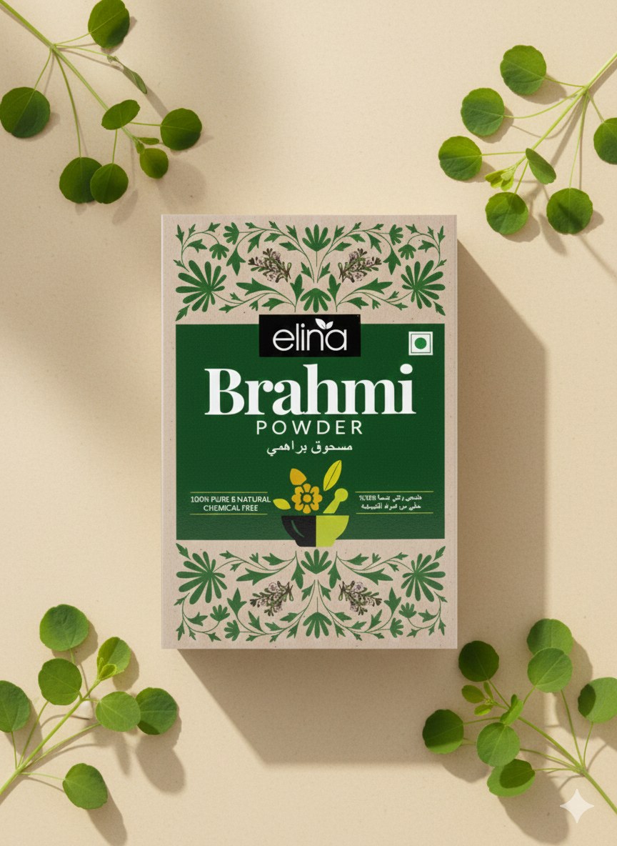Poudre de Brahmi 100 g – soin capillaire en poudre – produit naturel présenté par Natureluxy