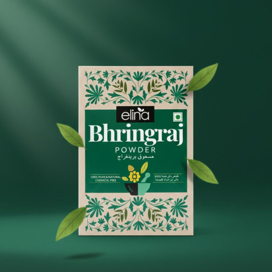Poudre de Bhringraj Elina 100% pure et naturelle – soin capillaire 100g – produit naturel présenté par Natureluxy