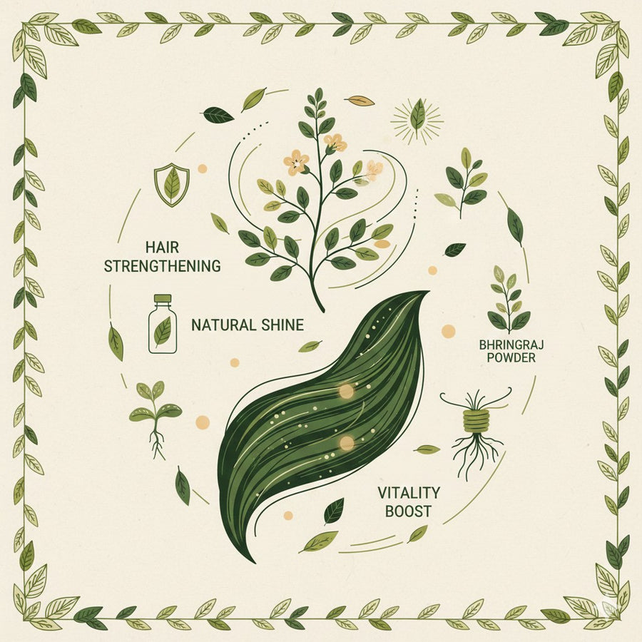 Poudre de Bhringraj Elina 100% pure et naturelle – soin capillaire 100g – produit naturel présenté par Natureluxy