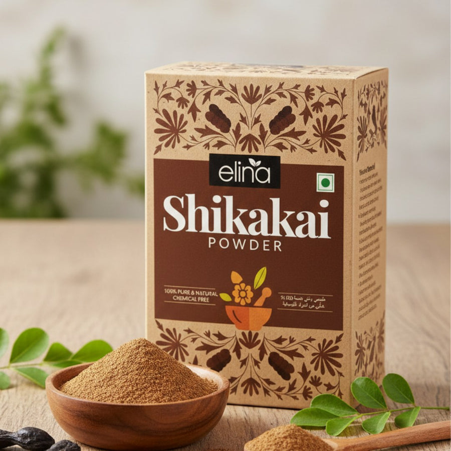 Poudre de Shikakai – soin capillaire ayurvédique – produit naturel présenté par Natureluxy
