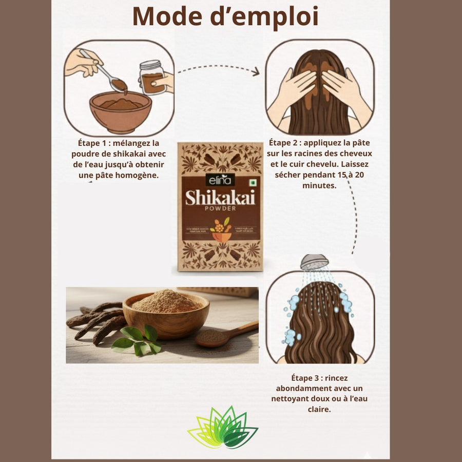 Poudre de Shikakai – soin capillaire ayurvédique – produit naturel présenté par Natureluxy