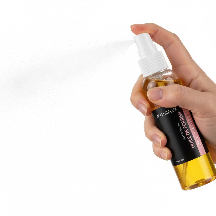 Huile de Fourmi Natureluxy Spray 30 mL – Soin Post‑Épilation – produit naturel présenté par Natureluxy