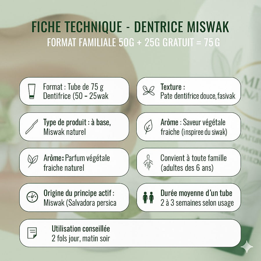 Pack Hygiène Naturelle : 20 Siwak Arak + 5 Dentifrices Miswak Dabur Sans Fluor – produit naturel présenté par Natureluxy