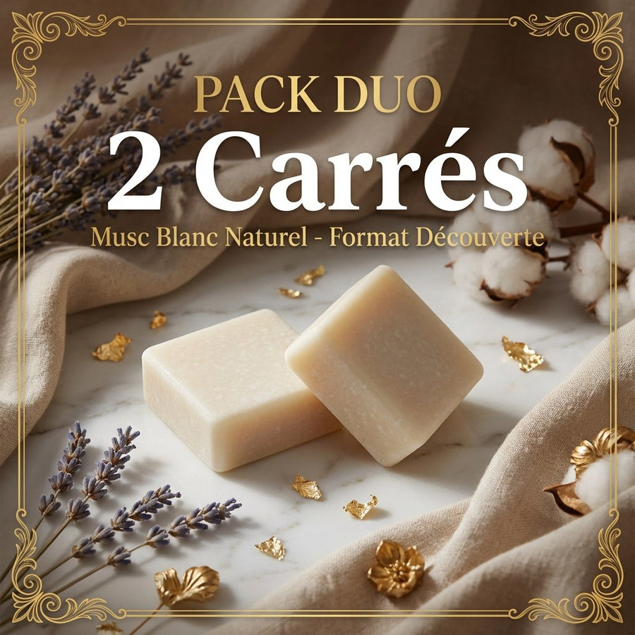 Lot de 2 carrés de musc blanc – parfum solide - détail produit