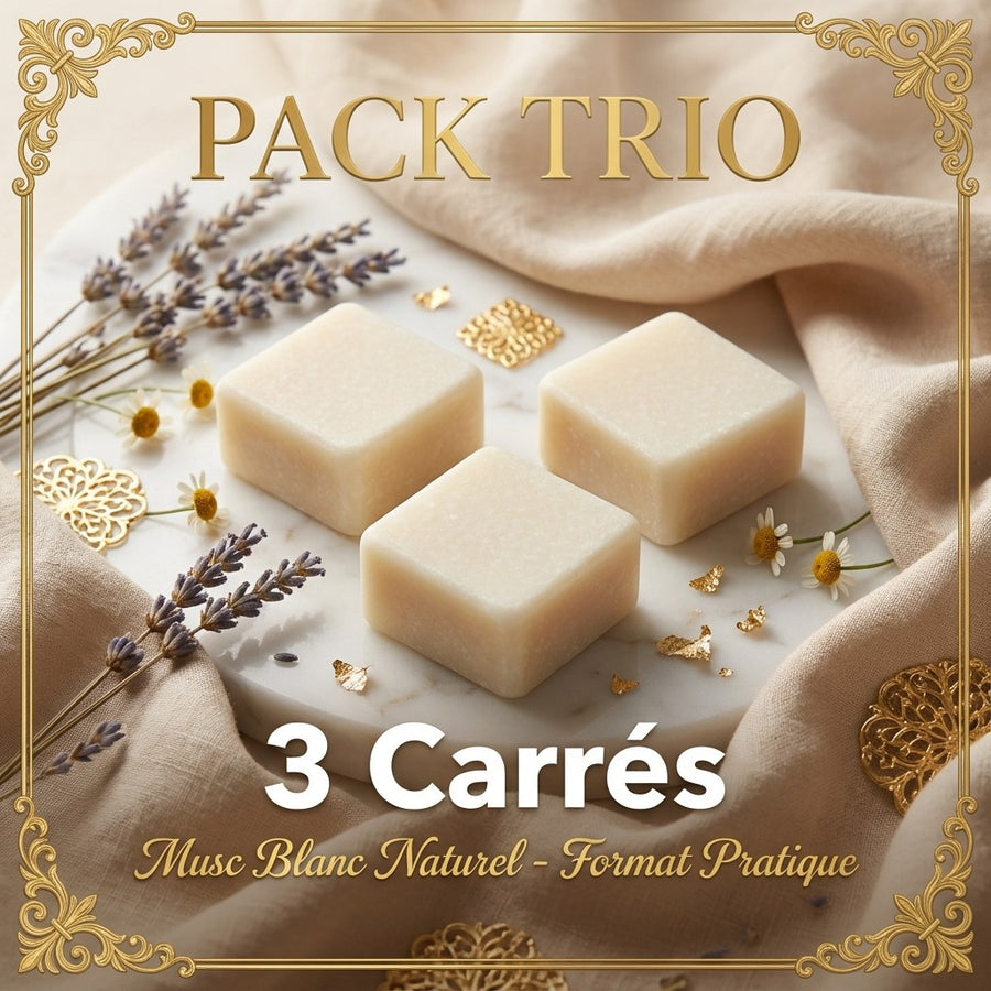 Lot de 3 carrés de musc blanc – parfum solide - détail produit