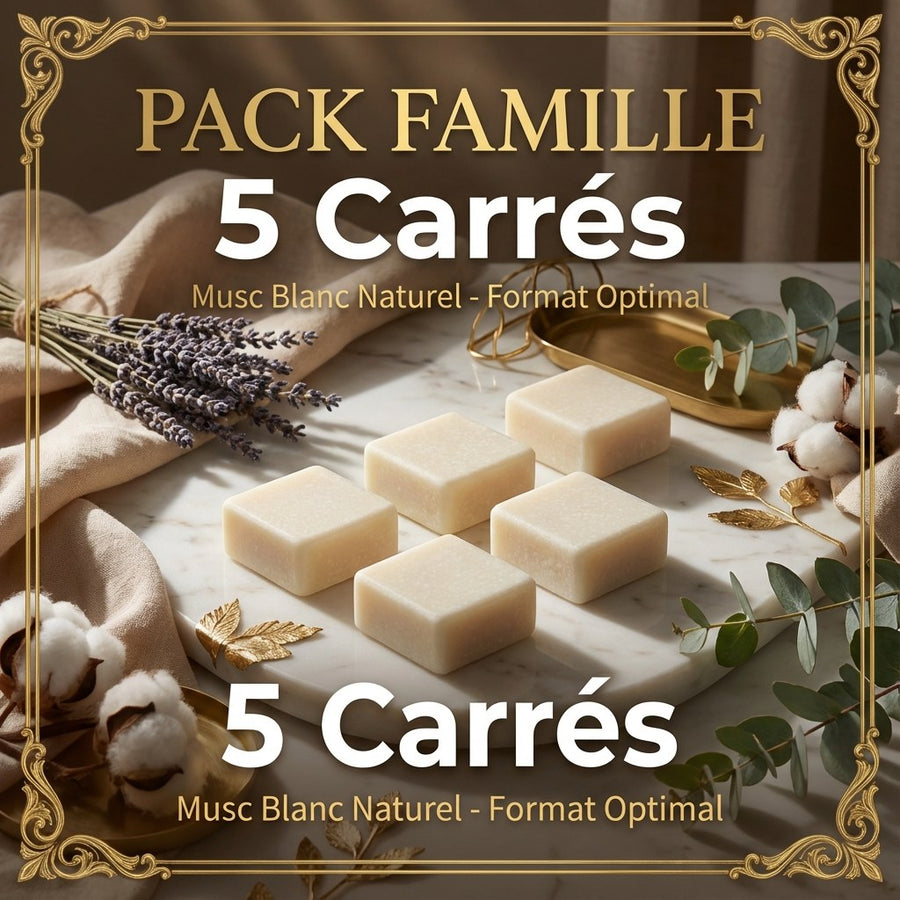 Lot de 5 carrés de musc blanc – parfum solide - détail produit