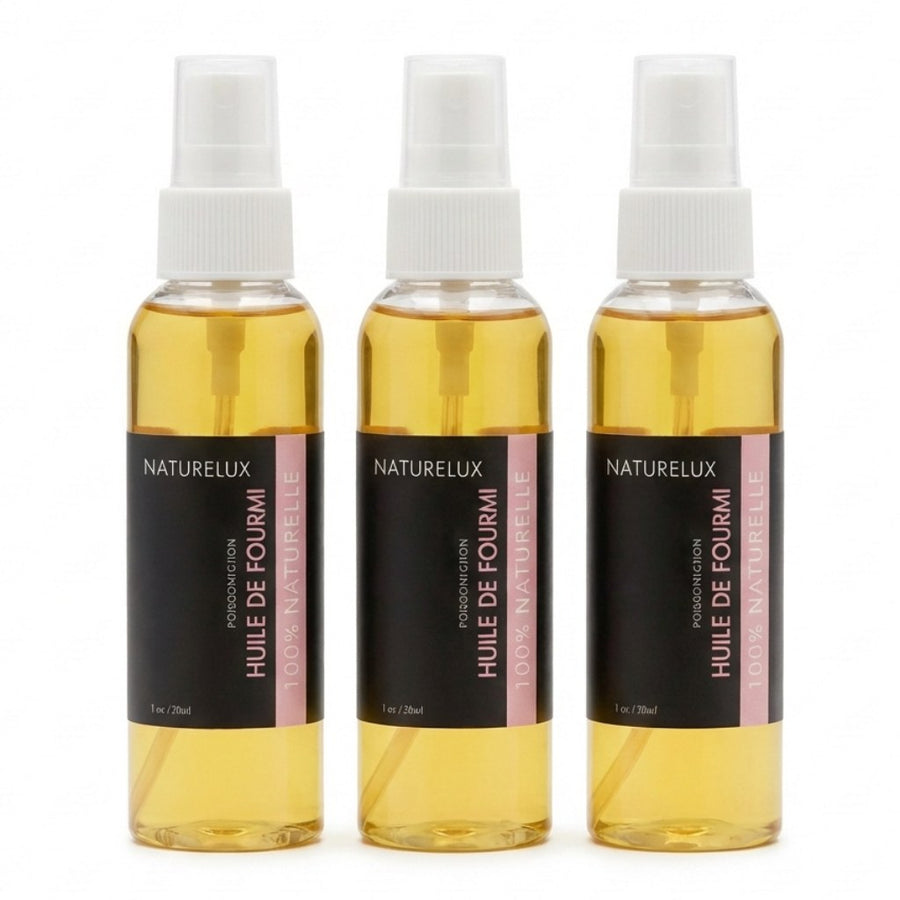 3 Huile de Fourmi Contre la Pousse des Poils 100mL Spray 100% Naturelle – produit naturel présenté par Natureluxy