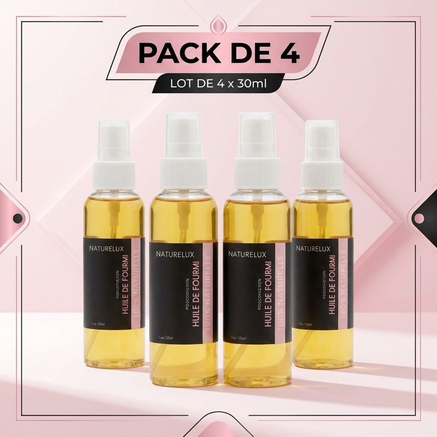 4 Huile de Fourmi contre la pousse des poils 30mL Natureluxy – produit naturel présenté par Natureluxy