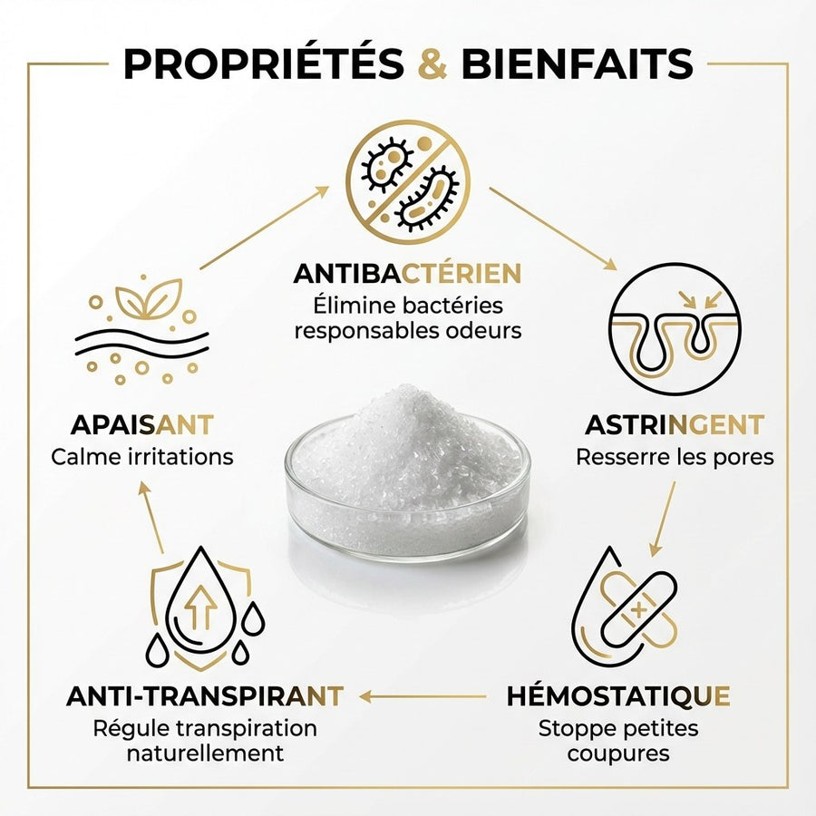 Pierre d’Alun en Poudre 5 kg — Usage Cosmétique – produit naturel présenté par Natureluxy