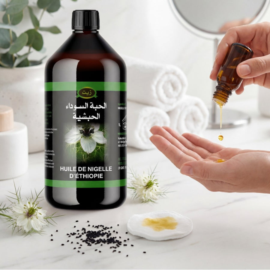 Huile de Nigelle (Cumin Noir) d’Éthiopie 1L – Habachia – produit naturel présenté par Natureluxy