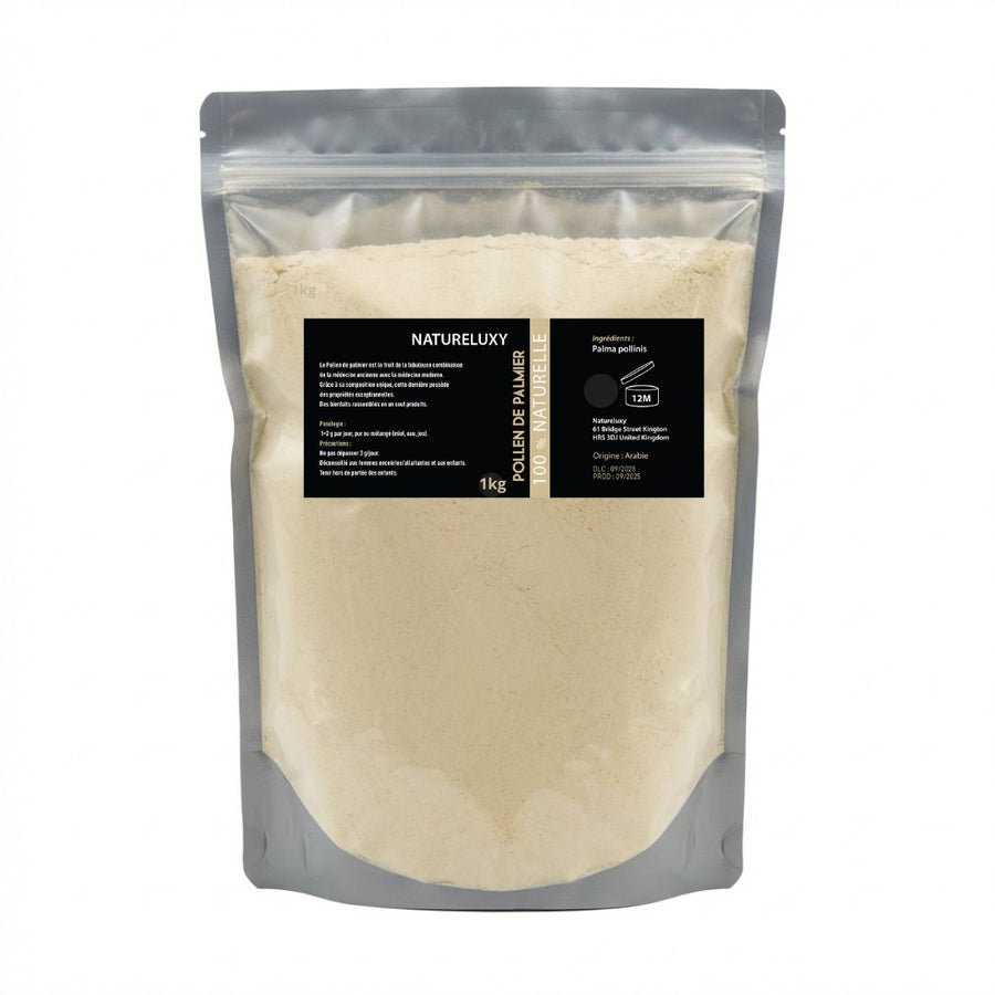 Pollen de palmier 1kg – produit naturel présenté par Natureluxy
