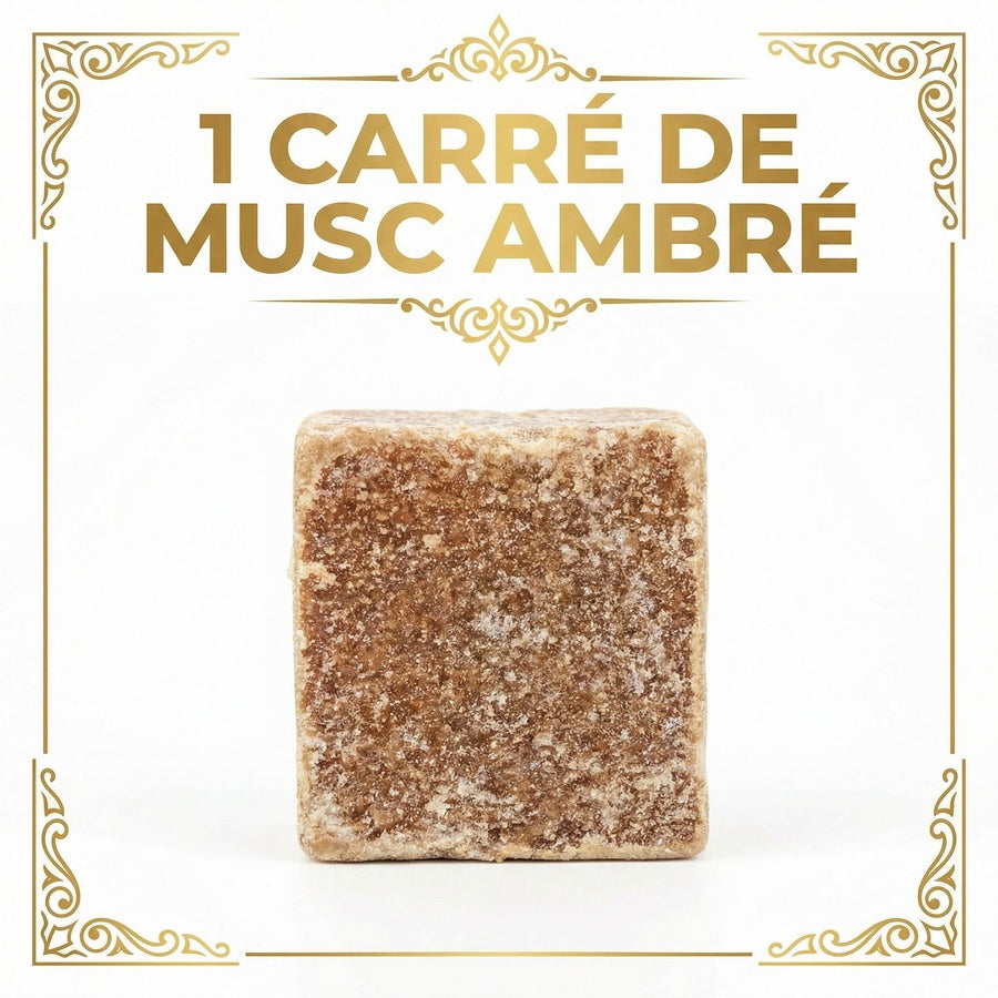 Carré de musc ambré – parfum solide – produit naturel présenté par Natureluxy